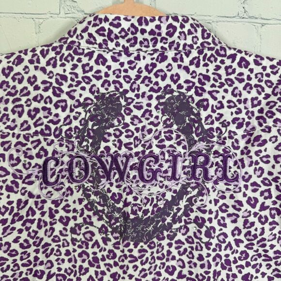 Cowgirl Hardware Western Shirt Women XL Animal Print Pearl Snap Cowgirl Top - Picture 10 of 12